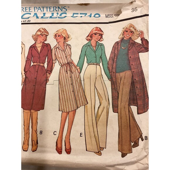 McCalls 5710 70s Dress Top Jacket Coat Pants Career Cut Sz 14 Complete - Picture 7 of 12